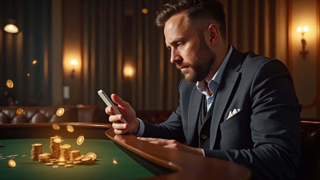 Spieler prüft Auszahlungsstatus auf dem Smartphone im Casino