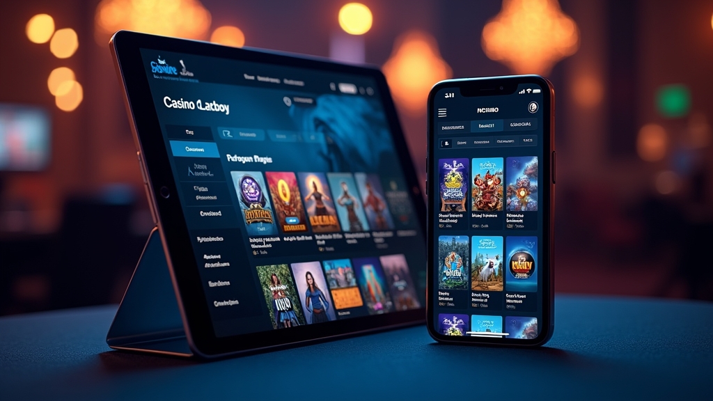 Smartphone und Tablet mit mobiler Casino-Oberfläche im Vergleich