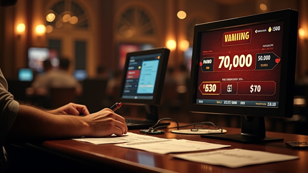 Warnhinweise am Casino-Tresen mit pausierter Auszahlung